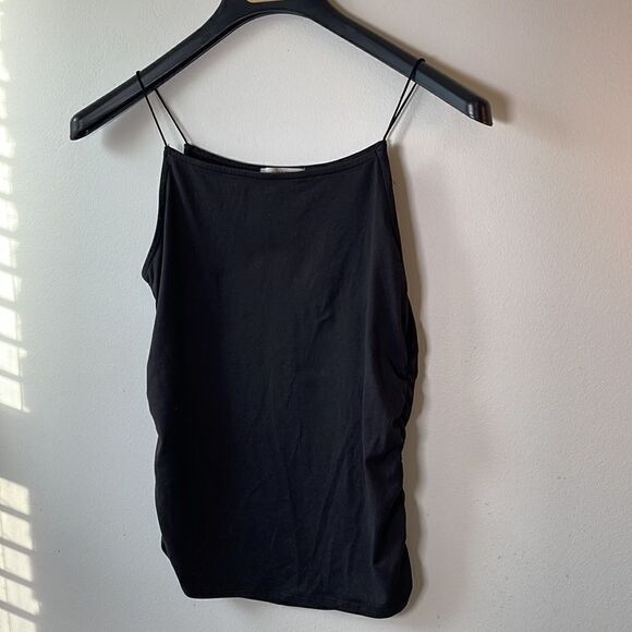 EUC Zara Active USA High Neck Black Spaghetti Tank Top Cinch Side M - Picture 2 of 9